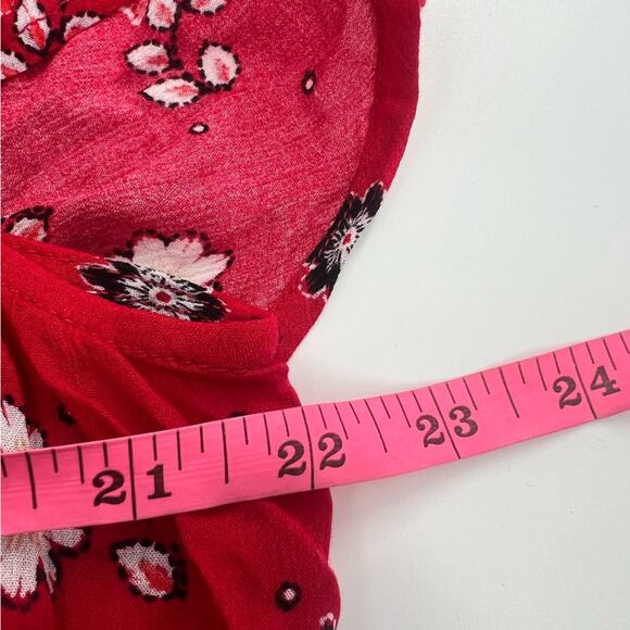 NWT J. Jill Ruffled Sleeve floral Top boho float sz 1x red black - Picture 7 of 9